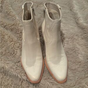 Dolce Vita Selma Booties in Ivory Newbuck